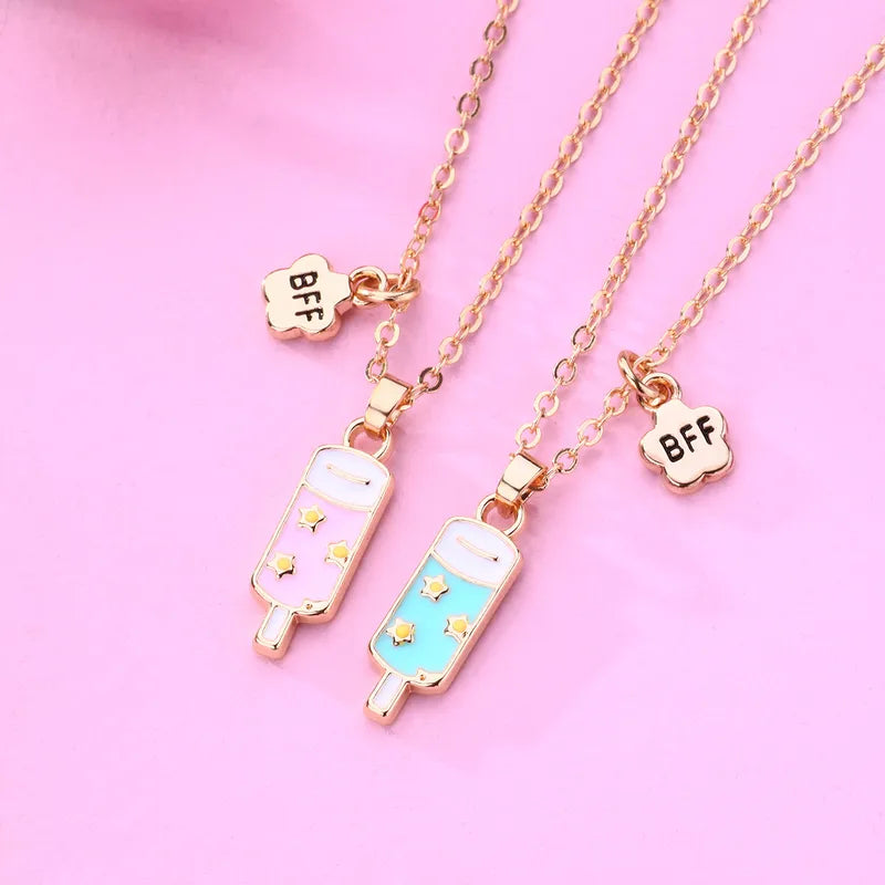 Set mit 2 Ketten, Delfin-Herz-Freundschaftshalsketten – BFF, beste Freunde für immer – ausgefallen – silberner Anhänger und Kette