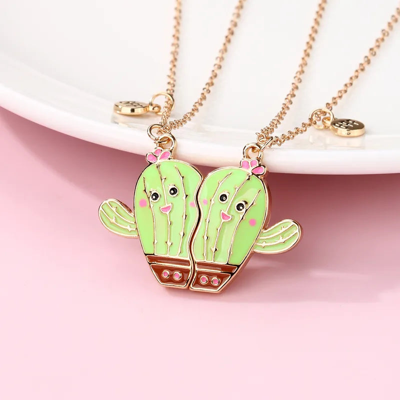 Lot de 2 Colliers D'amitié Aimanté - Cactus - BFF - Best Friends Forever - Amitié
