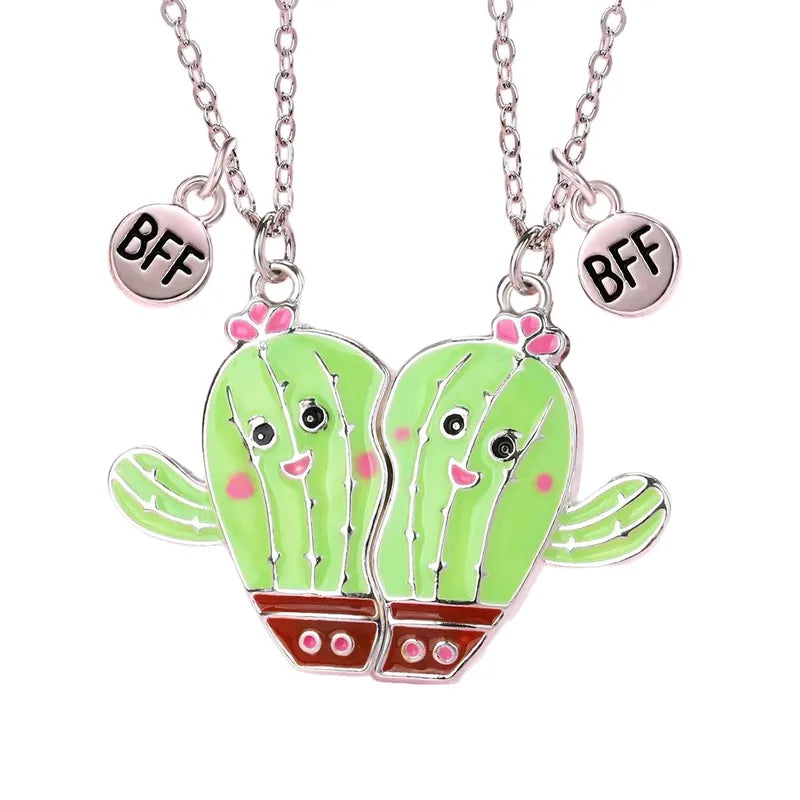 Lot de 2 Colliers D'amitié Aimanté - Cactus - BFF - Best Friends Forever - Amitié
