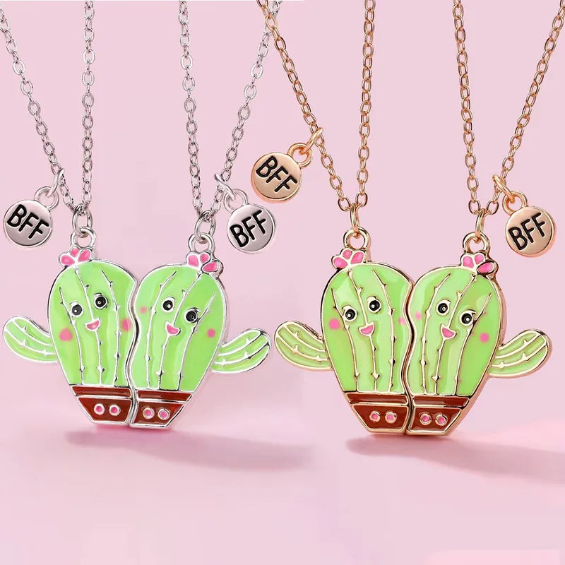Lot de 2 Colliers D'amitié Aimanté - Cactus - BFF - Best Friends Forever - Amitié