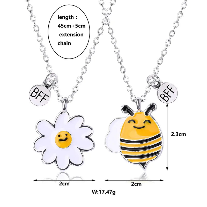 KINDER – Set mit 2 Freundschaftsketten – BFF Best Friends Forever – Fantasy – Anhänger mit geflügeltem Herz