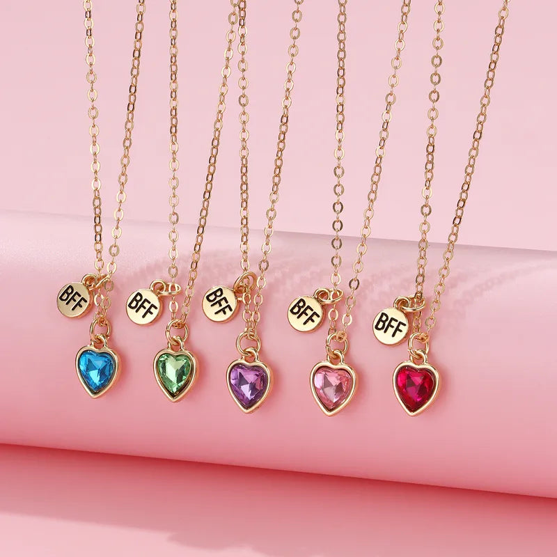 Lot de 5 Colliers BFF - Coeurs Diamant - Best Friends Forever - Amitié - À Partager