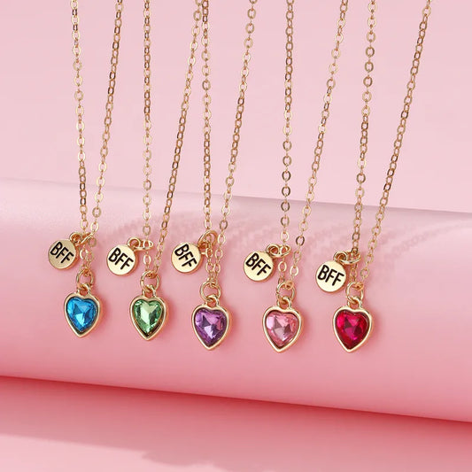 Lot de 5 Colliers BFF - Coeurs Diamant - Best Friends Forever - Amitié - À Partager