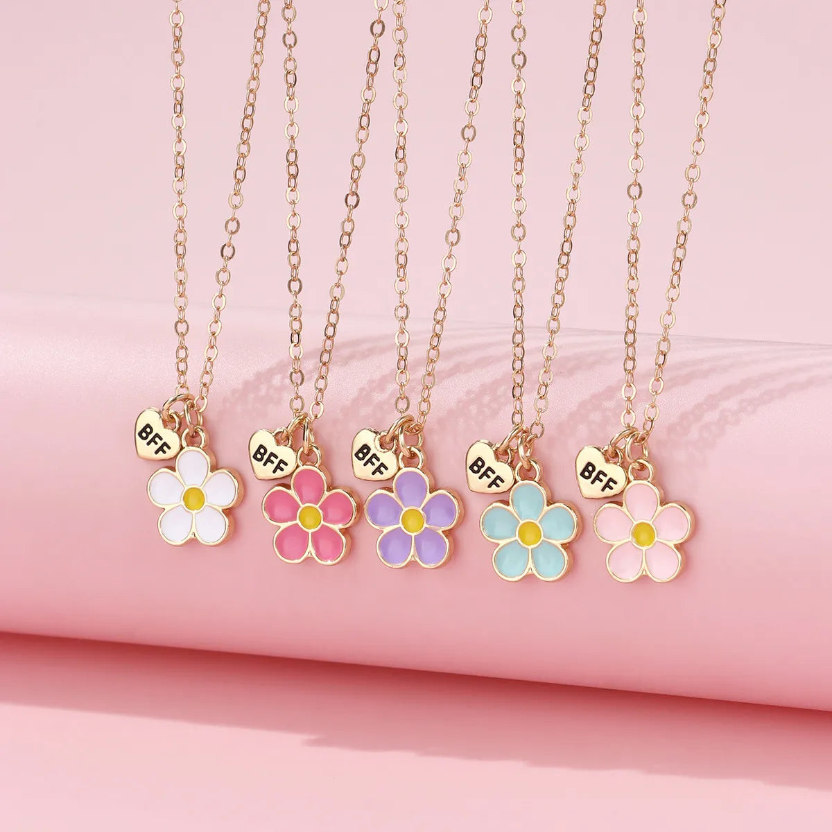 Lot de 5 Colliers BFF - Fleurs Marguerites - Best Friends Forever - Amitié - À Partager