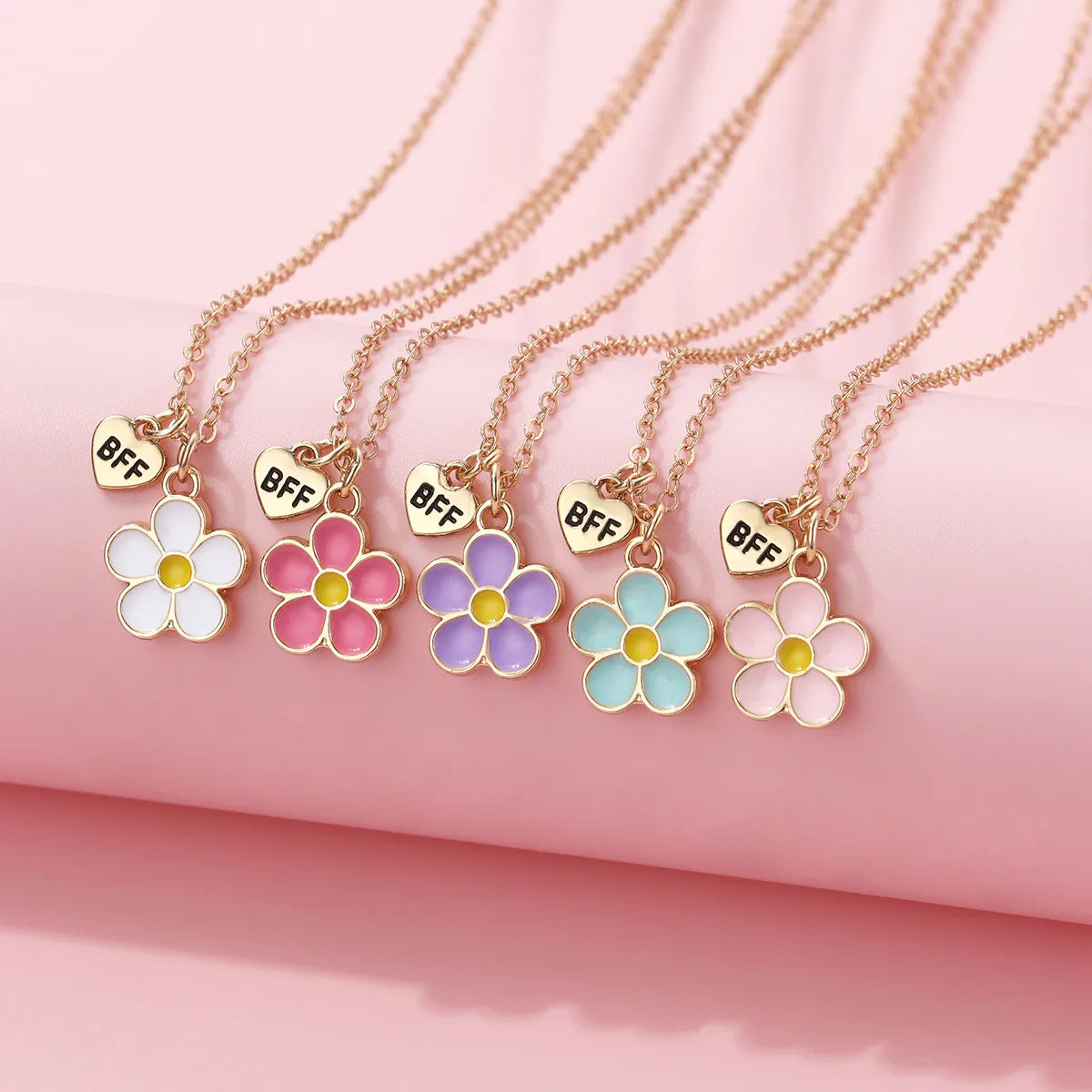 Lot de 5 Colliers BFF - Fleurs Marguerites - Best Friends Forever - Amitié - À Partager