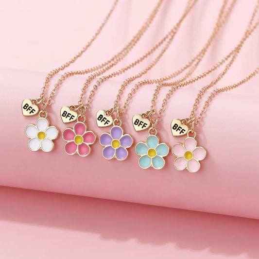 Lot de 5 Colliers BFF - Fleurs Marguerites - Best Friends Forever - Amitié - À Partager