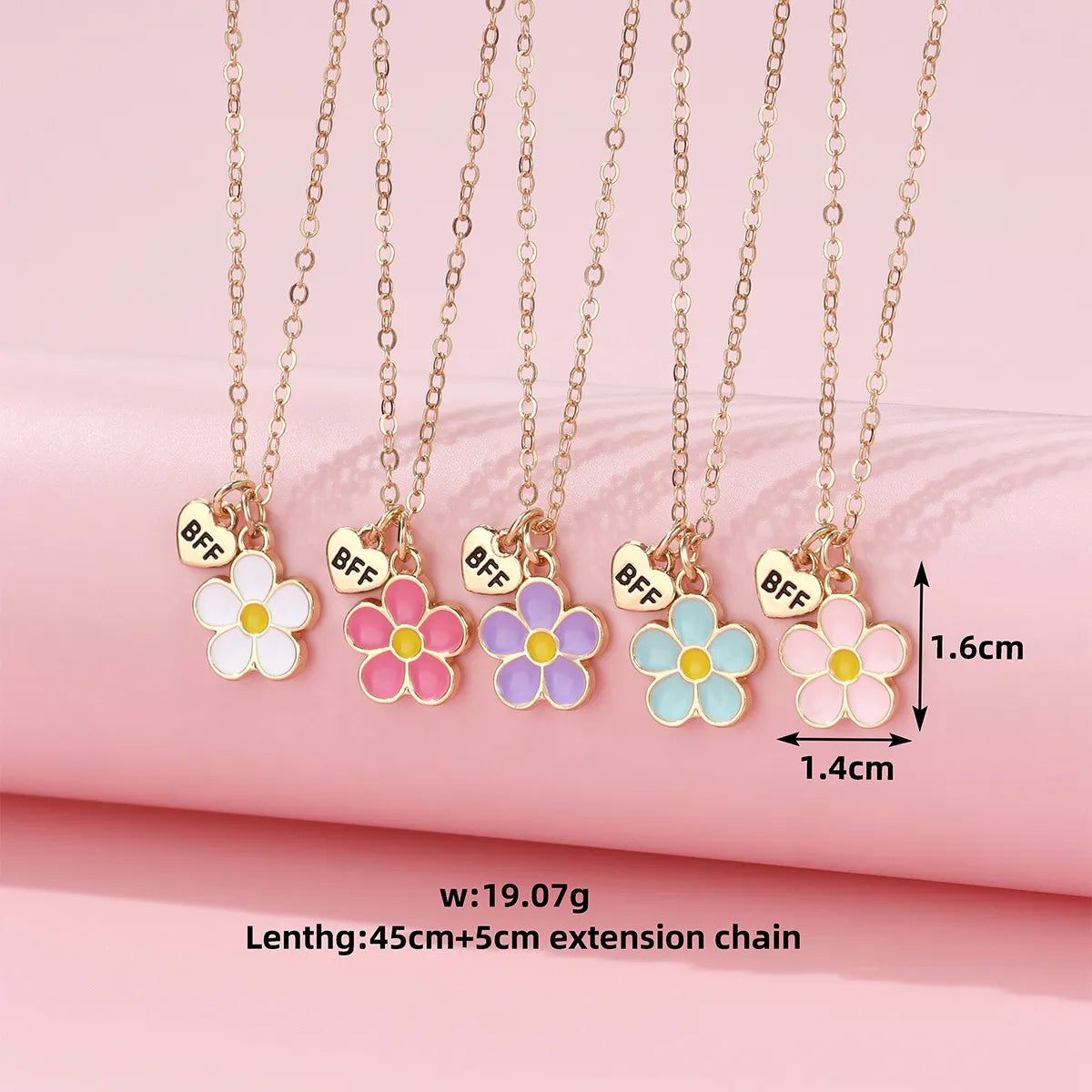 Lot de 5 Colliers BFF - Fleurs Marguerites - Best Friends Forever - Amitié - À Partager