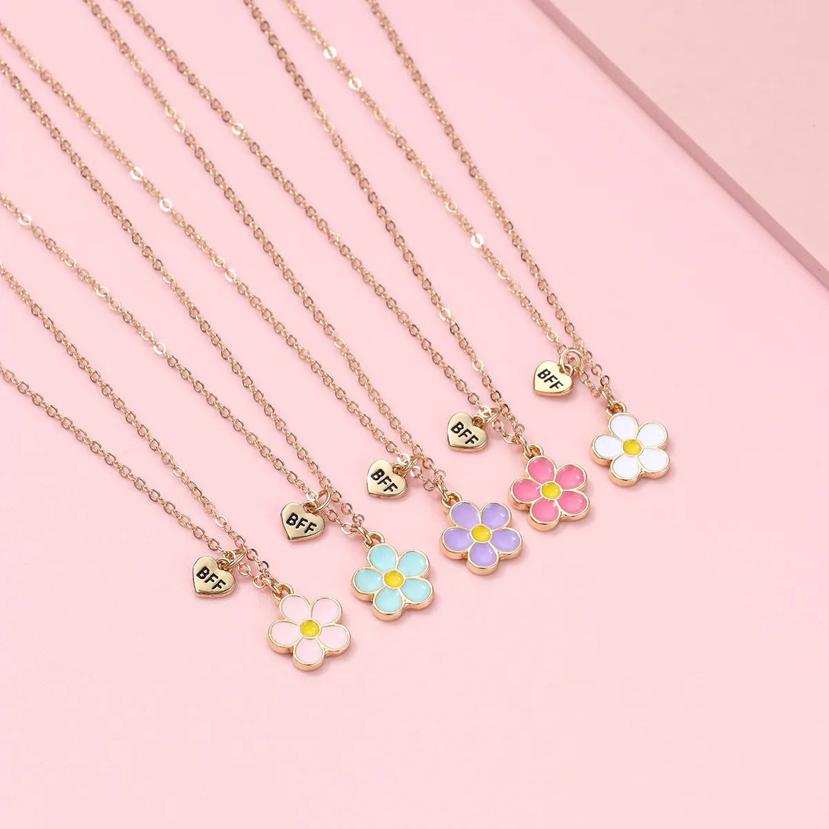 Lot de 5 Colliers BFF - Fleurs Marguerites - Best Friends Forever - Amitié - À Partager