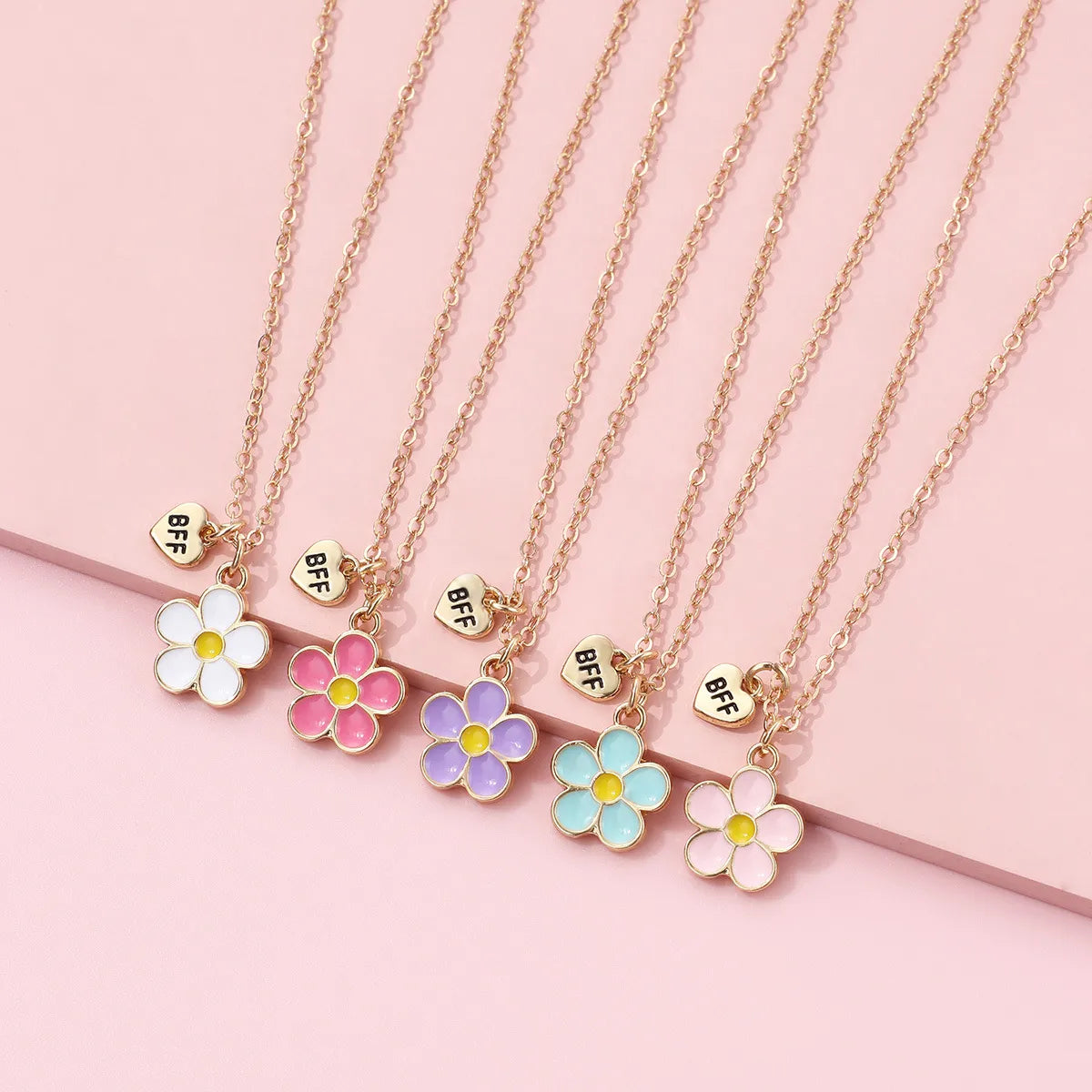 Lot de 5 Colliers BFF - Fleurs Marguerites - Best Friends Forever - Amitié - À Partager