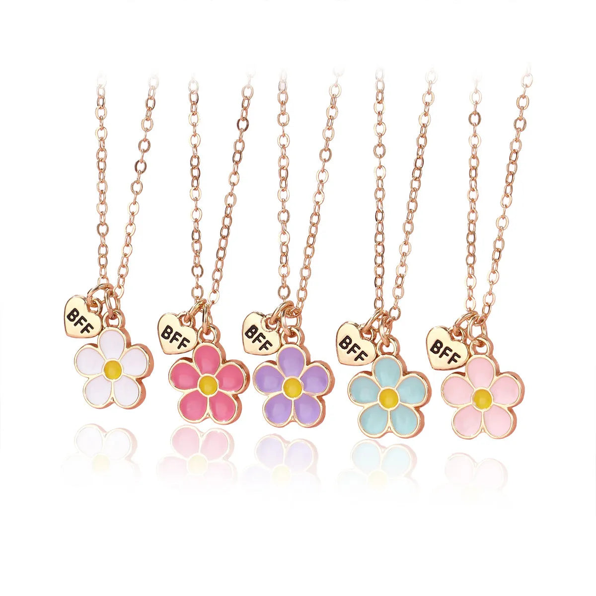 Lot de 5 Colliers BFF - Fleurs Marguerites - Best Friends Forever - Amitié - À Partager