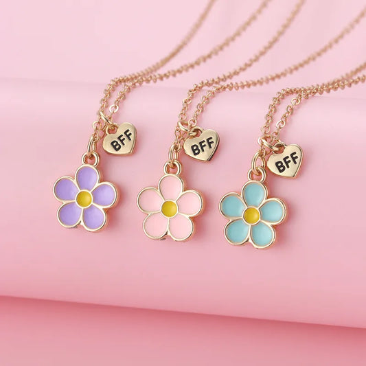 Lot de 3 Colliers BFF - Pendentif Fleur - Best Friends Forever - Amitié