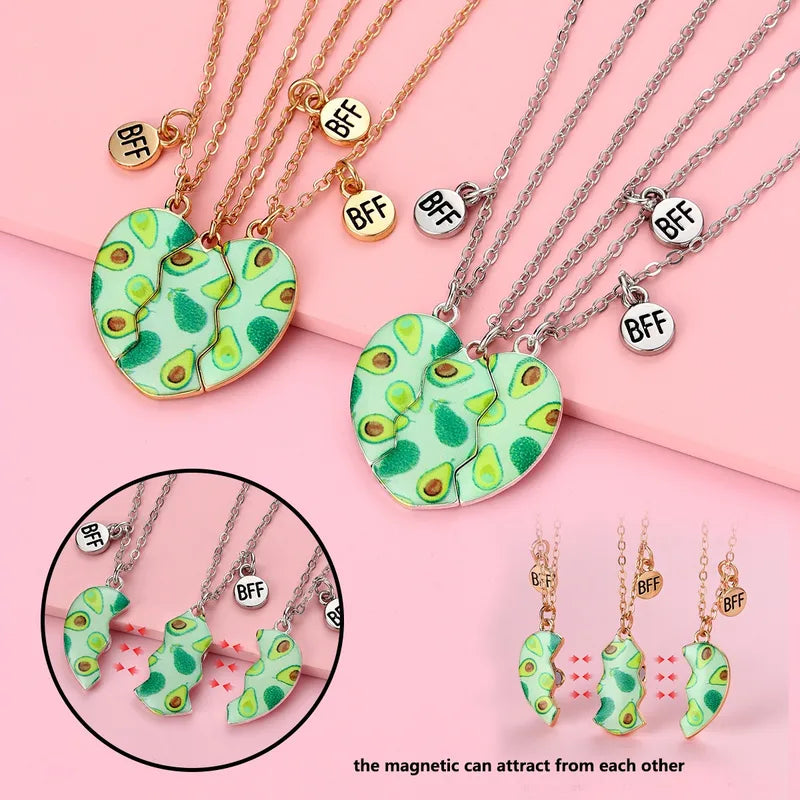 Lot de 3 Colliers BFF Aimanté - Coeur Avocat - Best Friends Forever - Amitié - Pendentif