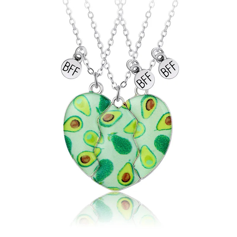 Lot de 3 Colliers BFF Aimanté - Coeur Avocat - Best Friends Forever - Amitié - Pendentif