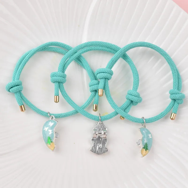 Lot de 3 Bracelets BFF Cordon Réglable - Coeur Aimanté Sapin - Best Friends Forever - Couple Amitié