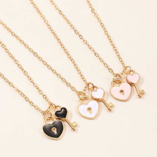 Collier Coeur Cadenas Clé - Mignon - Alliage
