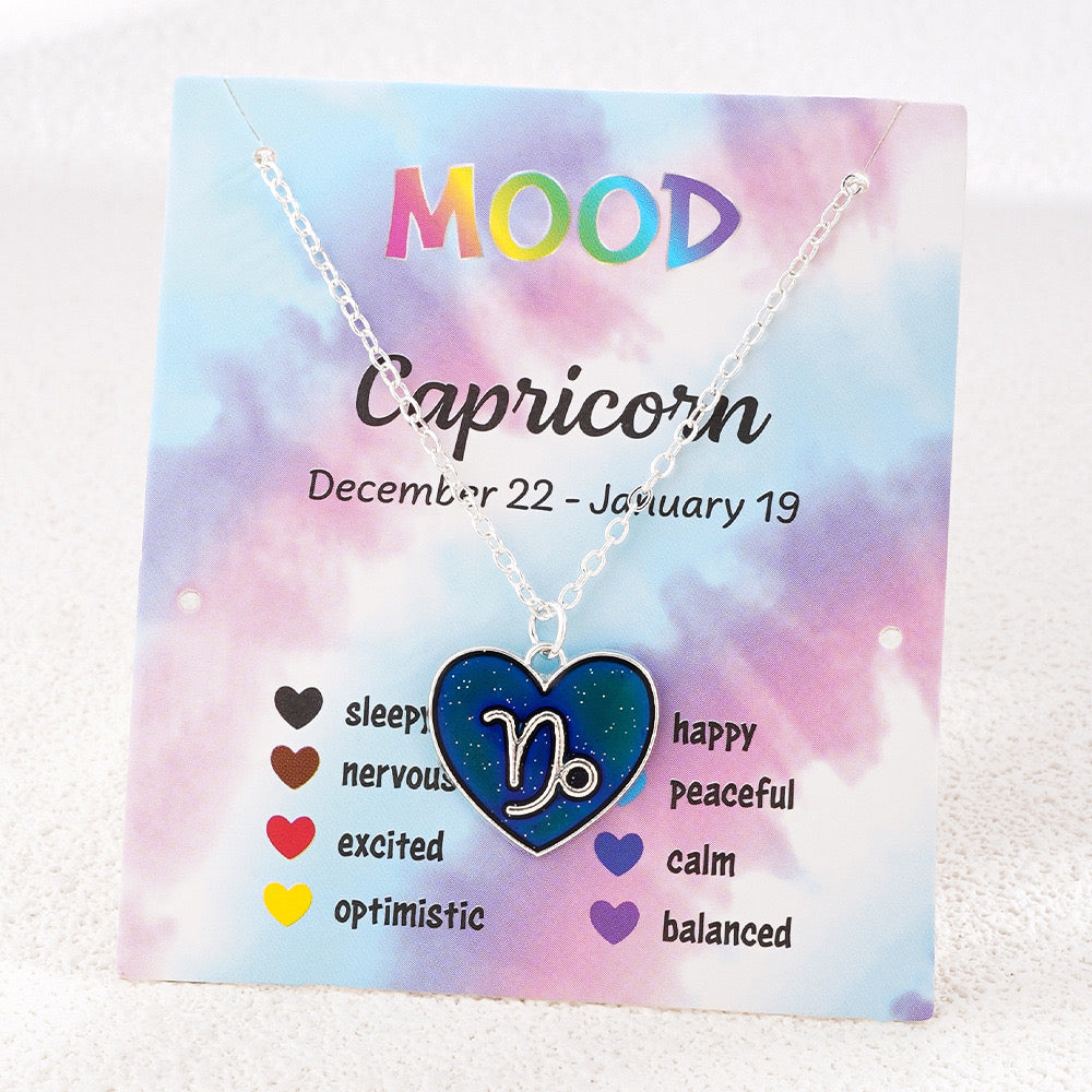 Collier Coeur Mood Avec Carte pour Enfants - Signe Astrologique - Change Couleur 8 Différentes - Mignon