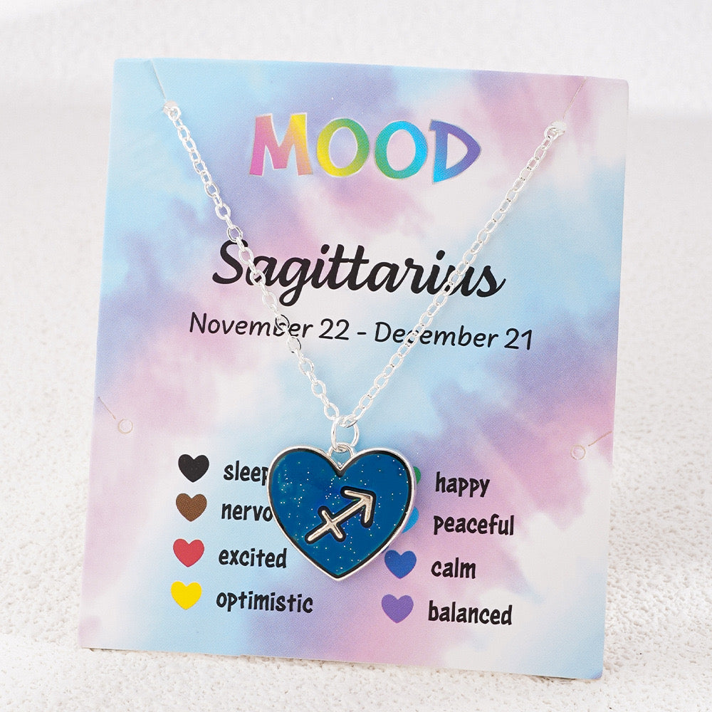 Collier Coeur Mood Avec Carte pour Enfants - Signe Astrologique - Change Couleur 8 Différentes - Mignon