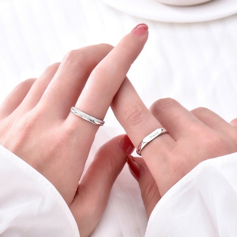 Set mit 2 Heartbeat Heartbeat Freundschaftsringen – BFF Best Friends Loving Couple – Verstellbare Ringe – Elektrokardiogramm