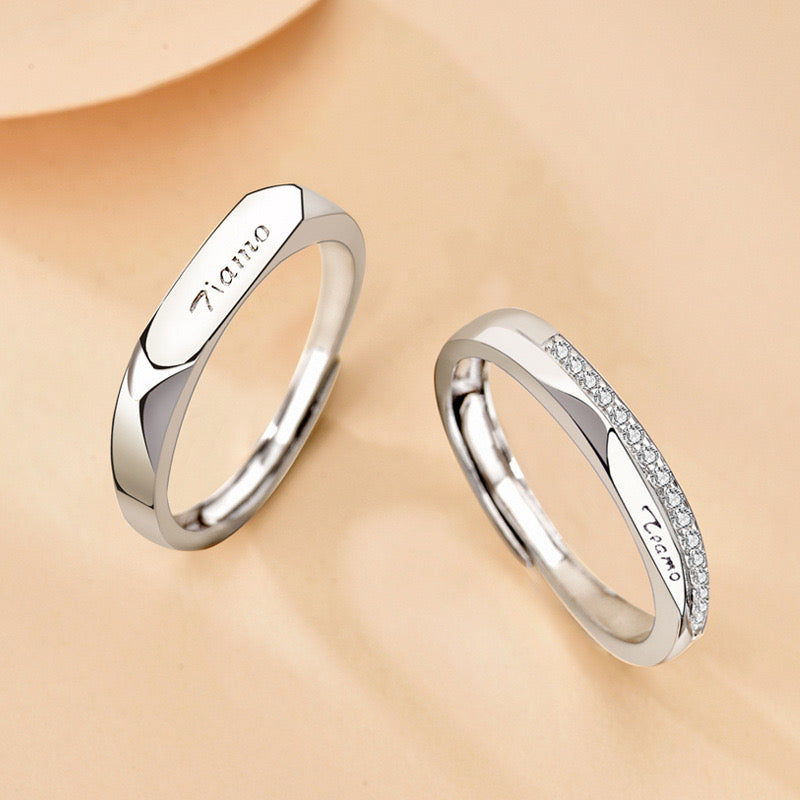 Set mit 2 Heartbeat Heartbeat Freundschaftsringen – BFF Best Friends Loving Couple – Verstellbare Ringe – Elektrokardiogramm