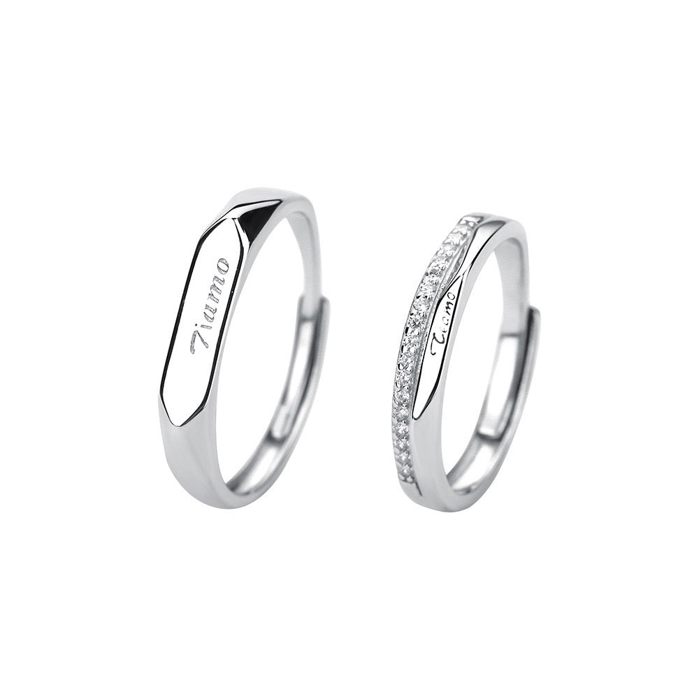 Set mit 2 Heartbeat Heartbeat Freundschaftsringen – BFF Best Friends Loving Couple – Verstellbare Ringe – Elektrokardiogramm