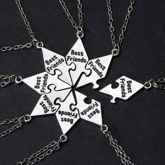 Lot of Star Friendship Necklace Chains by 4-5-6-7 or 8 to share - BFF Best Friends Forever - Fancy - Silver Pendant and Chain