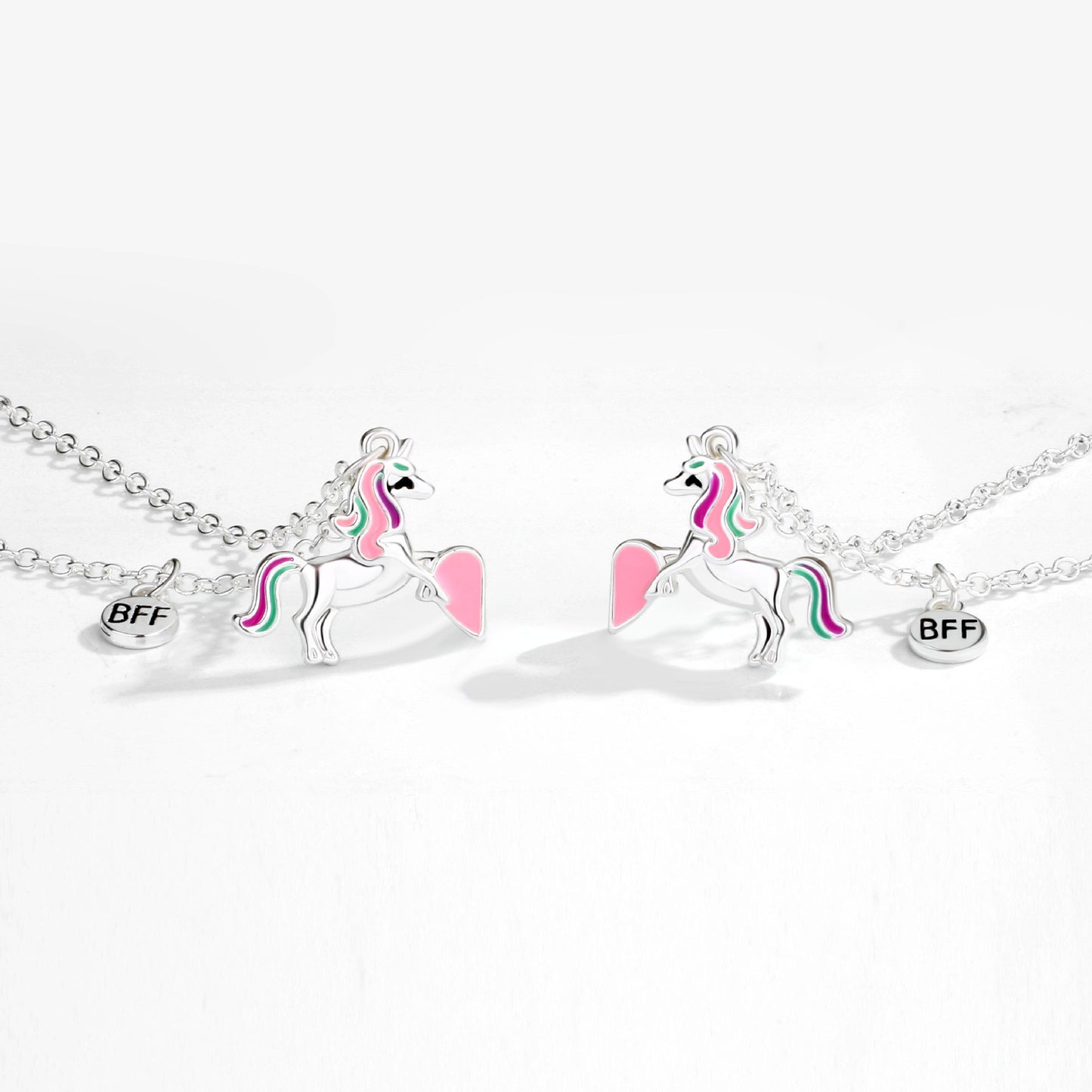 Lot de 2 Colliers D'amitié Aimanté - Licornes - BFF - Best Friends Forever - Fantaisie - Pendentif Coeur Aimanté - Amitié - Mignon