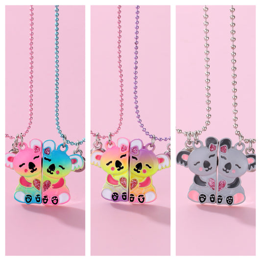 Lot de 2 Colliers D'amitié Aimanté - Koala - Couleur Bonbon - BFF - Best Friends Forever - Fantaisie - Pendentif Aimanté - Amitié