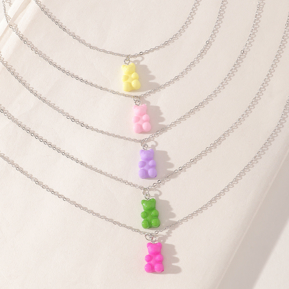 CHILD - Chain Necklace Little Candy Bear Resin Colorful Bohemian