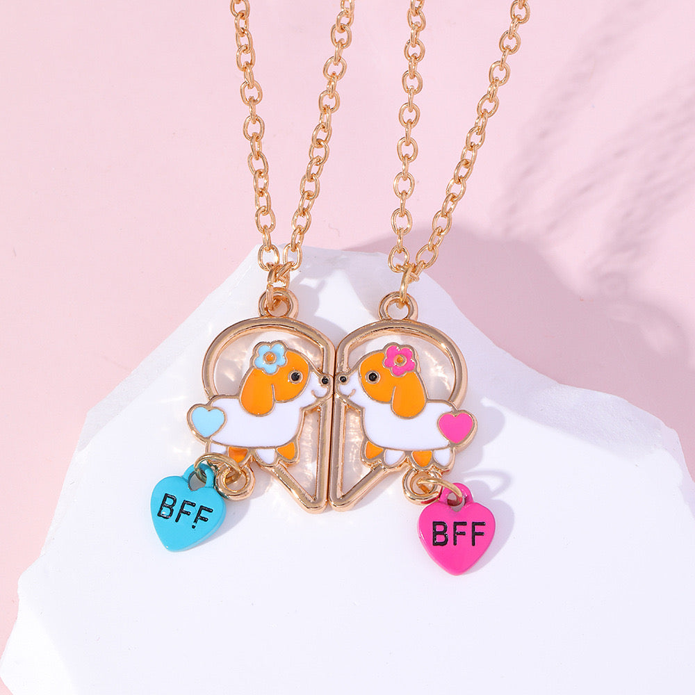 Lot de 2 Colliers D'amitié - Chiots - BFF - Best Friends Forever - Amitié - Chien - Cœur - Mignon