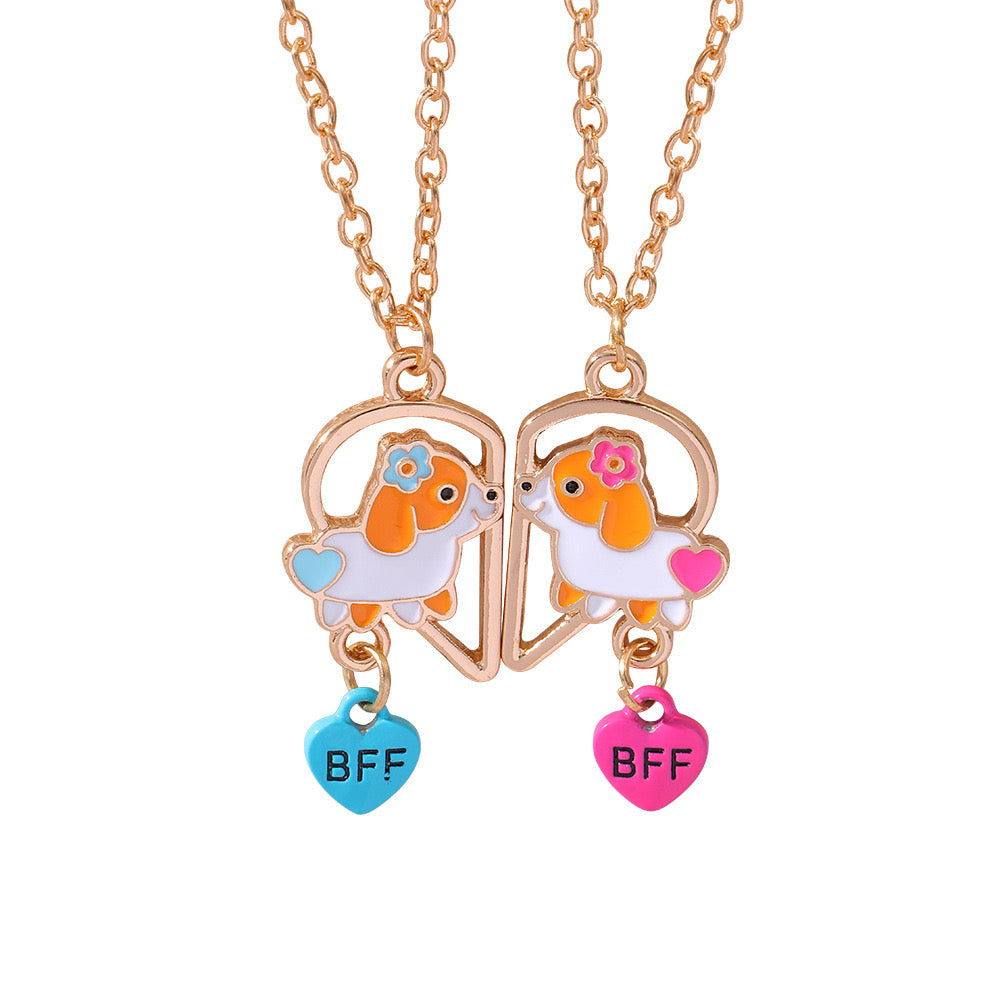 Lot de 2 Colliers D'amitié - Chiots - BFF - Best Friends Forever - Amitié - Chien - Cœur - Mignon