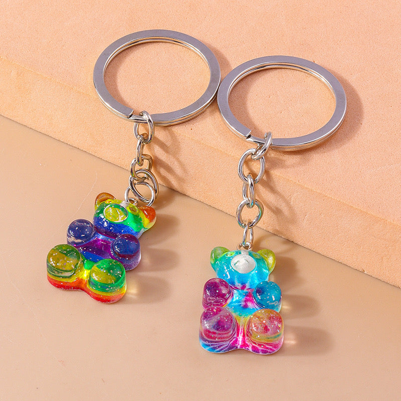 Porte Clés - Ourson Bonbon - Arc en Ciel - Pendentif Sac - Kawaii Mignon