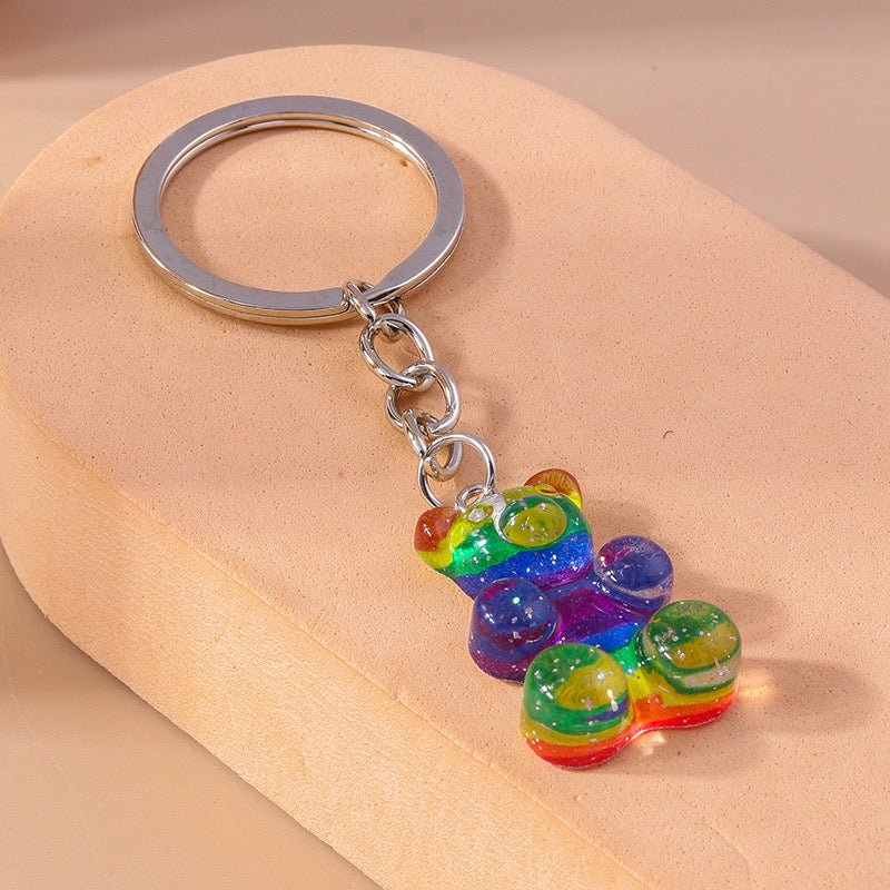 Porte Clés - Ourson Bonbon - Arc en Ciel - Pendentif Sac - Kawaii Mignon