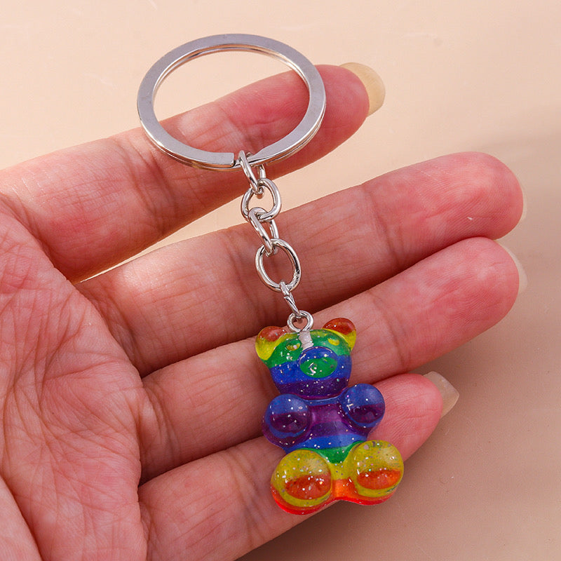 Porte Clés - Ourson Bonbon - Arc en Ciel - Pendentif Sac - Kawaii Mignon