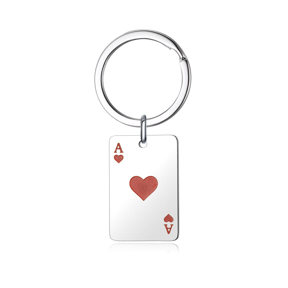 Porte Clés - Message As de Coeur - Lucky Poker - Porte Bonheur - Pendentif Sac