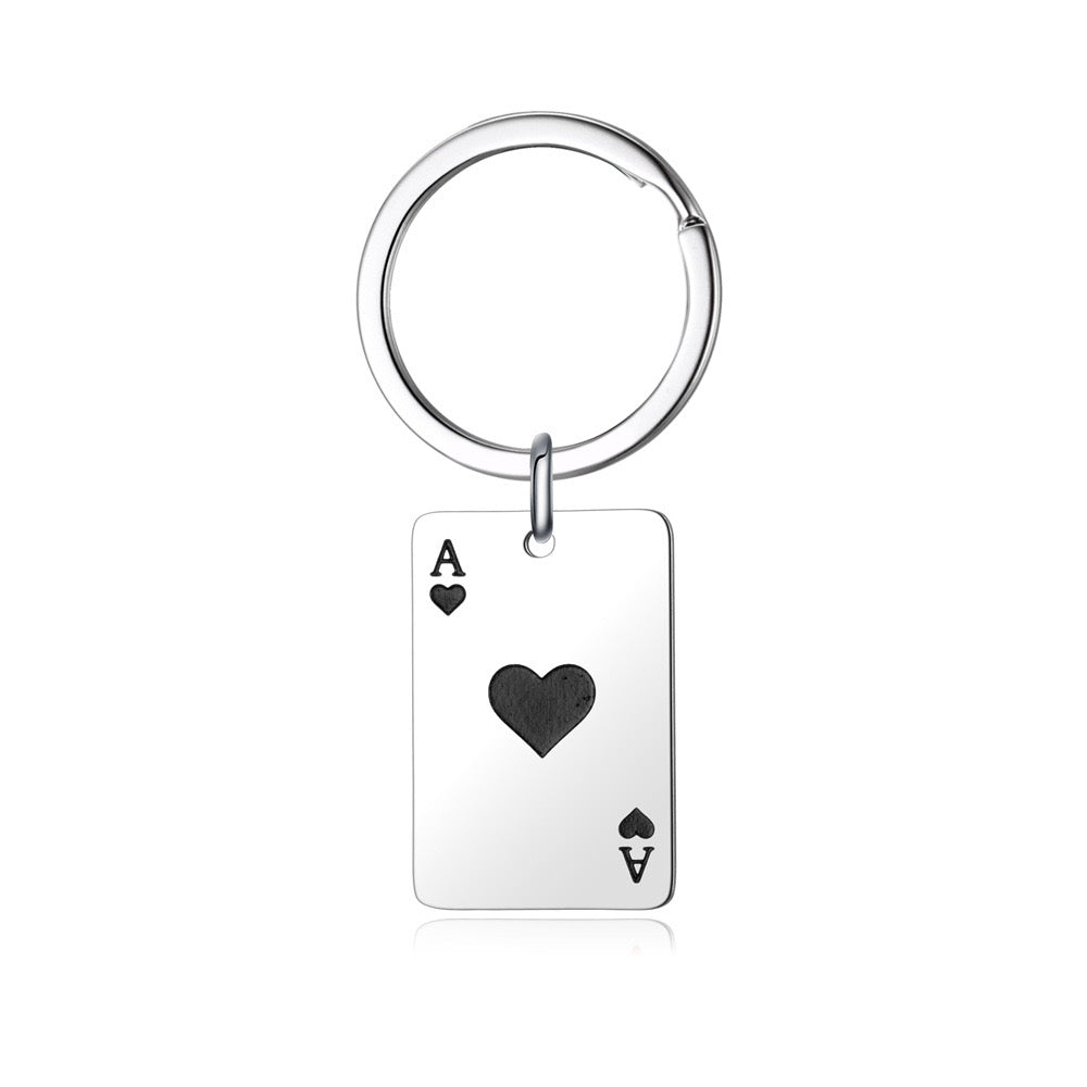 Porte Clés - Message As de Coeur - Lucky Poker - Porte Bonheur - Pendentif Sac