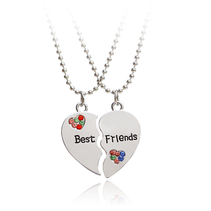 Set aus 2 Herz-Freundschaftsketten – BFF Best Friends Forever – Fancy – Silberner Anhänger und Kette