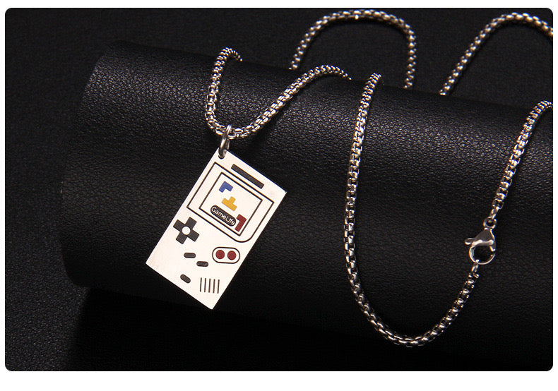 Fantasy Video Game Controller Pendant Chain Necklace - Game Gamer Humor - Game Console - Stainless Steel