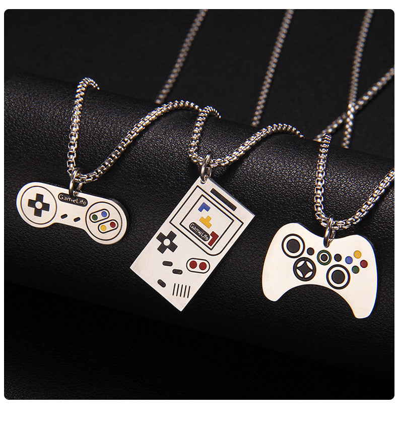 Fantasy Video Game Controller Pendant Chain Necklace - Game Gamer Humor - Game Console - Stainless Steel