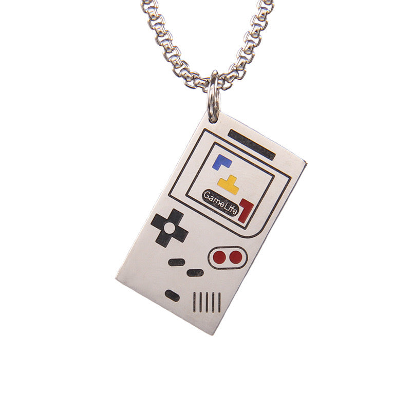 Fantasy Video Game Controller Pendant Chain Necklace - Game Gamer Humor - Game Console - Stainless Steel