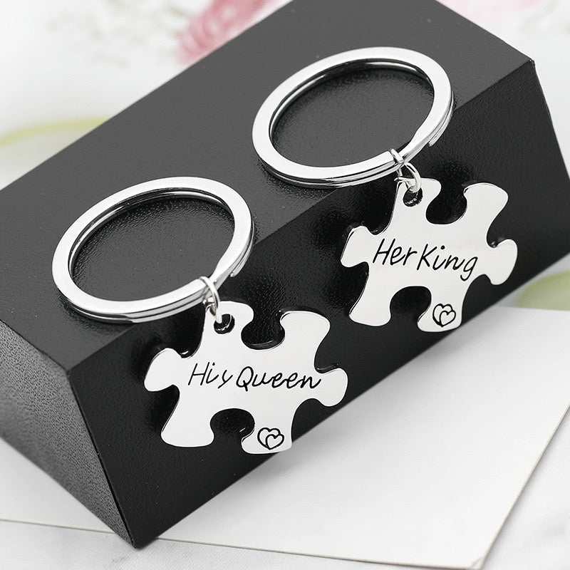 Keychain | Queen King Puzzle Split in Two to Share | Lovers | Best Friends | BFF Best Friends Bag Pendant