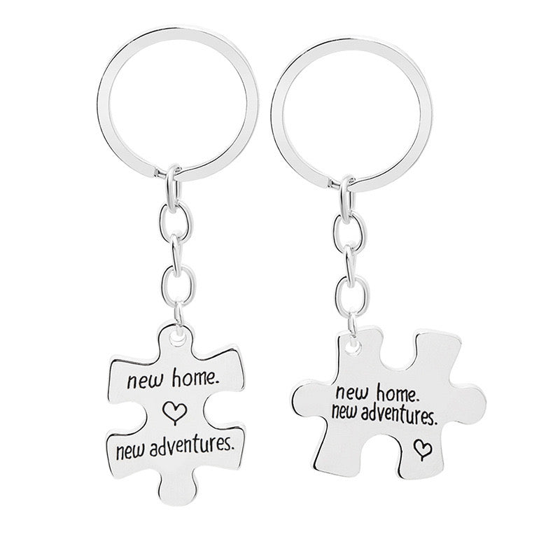 Keychain | New Home Puzzle Split in Two to Share | Lovers | Best Friends | BFF Best Friends Bag Pendant