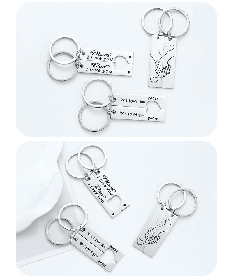 Porte Clés - Séparé en deux à partager - Acier Inoxydable - Message - Parents Maman Papa | Amoureux - Meilleurs Amis - Pendentif Sac - Best Friends