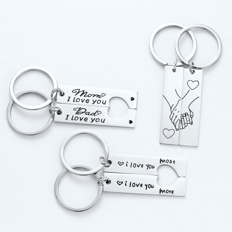 Porte Clés - Séparé en deux à partager - Acier Inoxydable - Message - Parents Maman Papa | Amoureux - Meilleurs Amis - Pendentif Sac - Best Friends