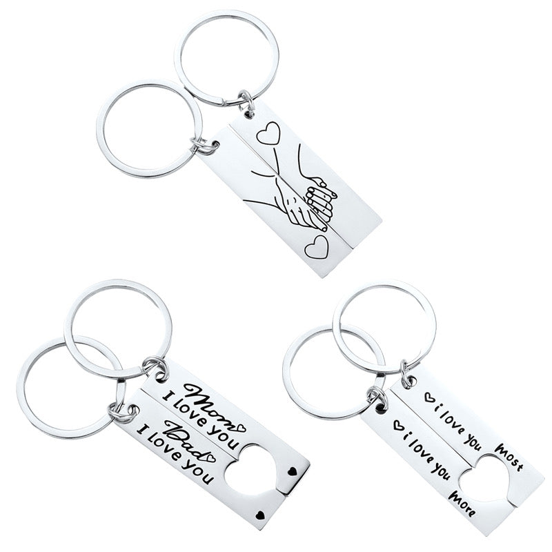 Porte Clés - Séparé en deux à partager - Acier Inoxydable - Message - Parents Maman Papa | Amoureux - Meilleurs Amis - Pendentif Sac - Best Friends