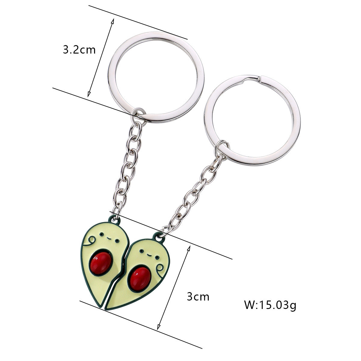 Keychain | Avocado Split in two to share | Magnetized | Lovers | Best Friends | BFF Best Friends Bag Pendant