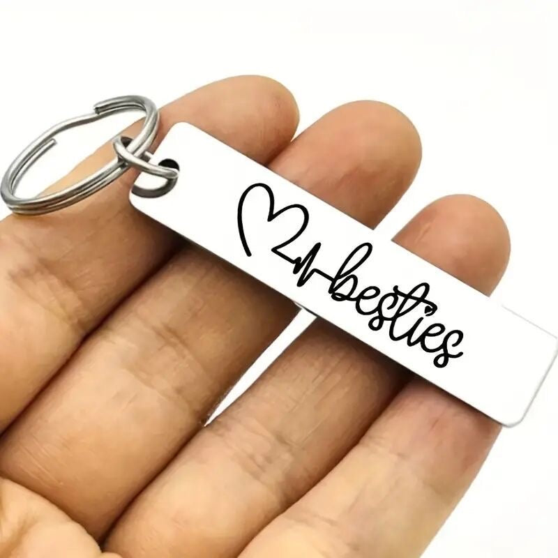 Lot de 2 Porte Clés - Message Besties - Meilleures Amies - BFF - Best Friend Forever - Pendentif Sac - Amitié