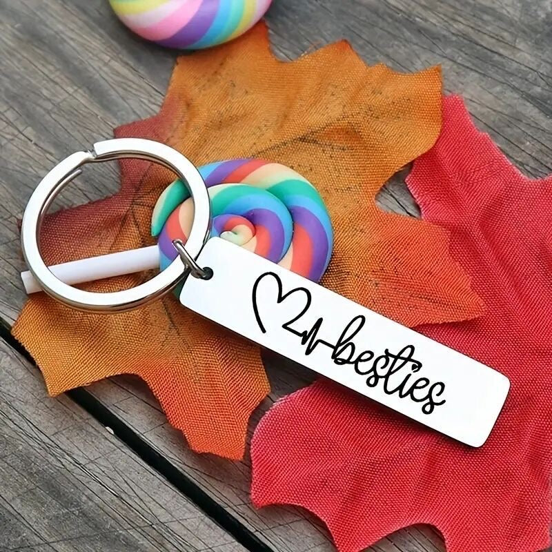 Lot de 2 Porte Clés - Message Besties - Meilleures Amies - BFF - Best Friend Forever - Pendentif Sac - Amitié