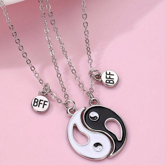 Lot de 2 Colliers D'amitié - Ying Yang - BFF - Best Friends Forever Amoureux Couple Amitié - collier Pendentif à Partager