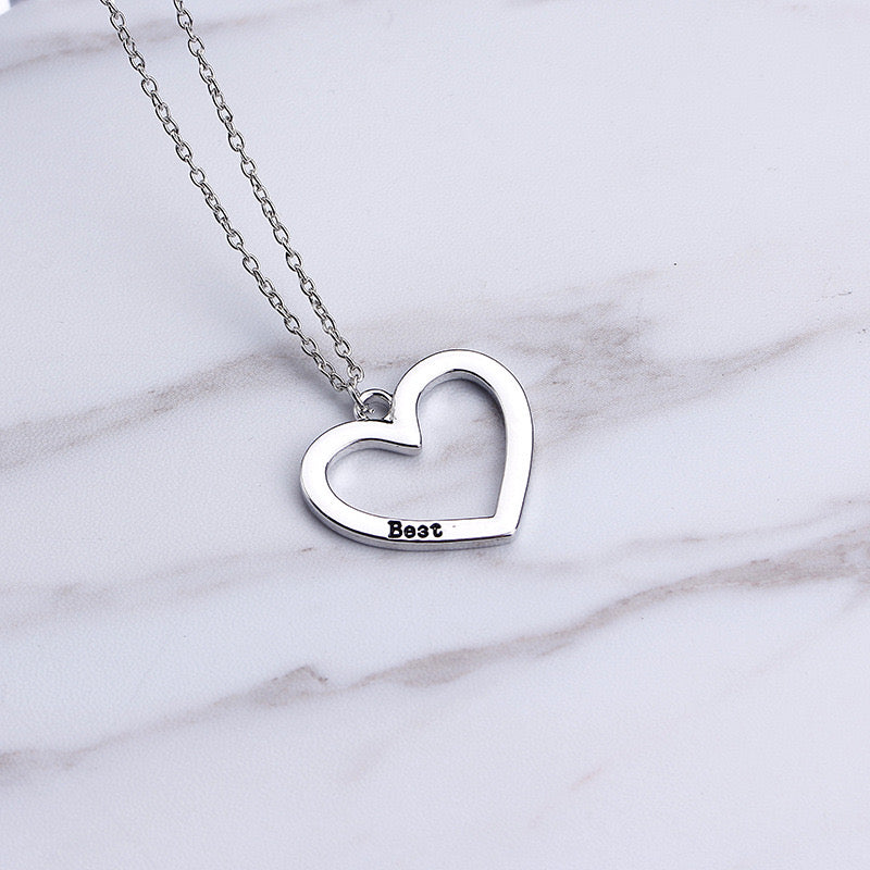 Set of 3 Chains Friendship Necklaces Rings Hearts - BFF Best Friends Forever - Fantasy - Pendant and Silver Chain