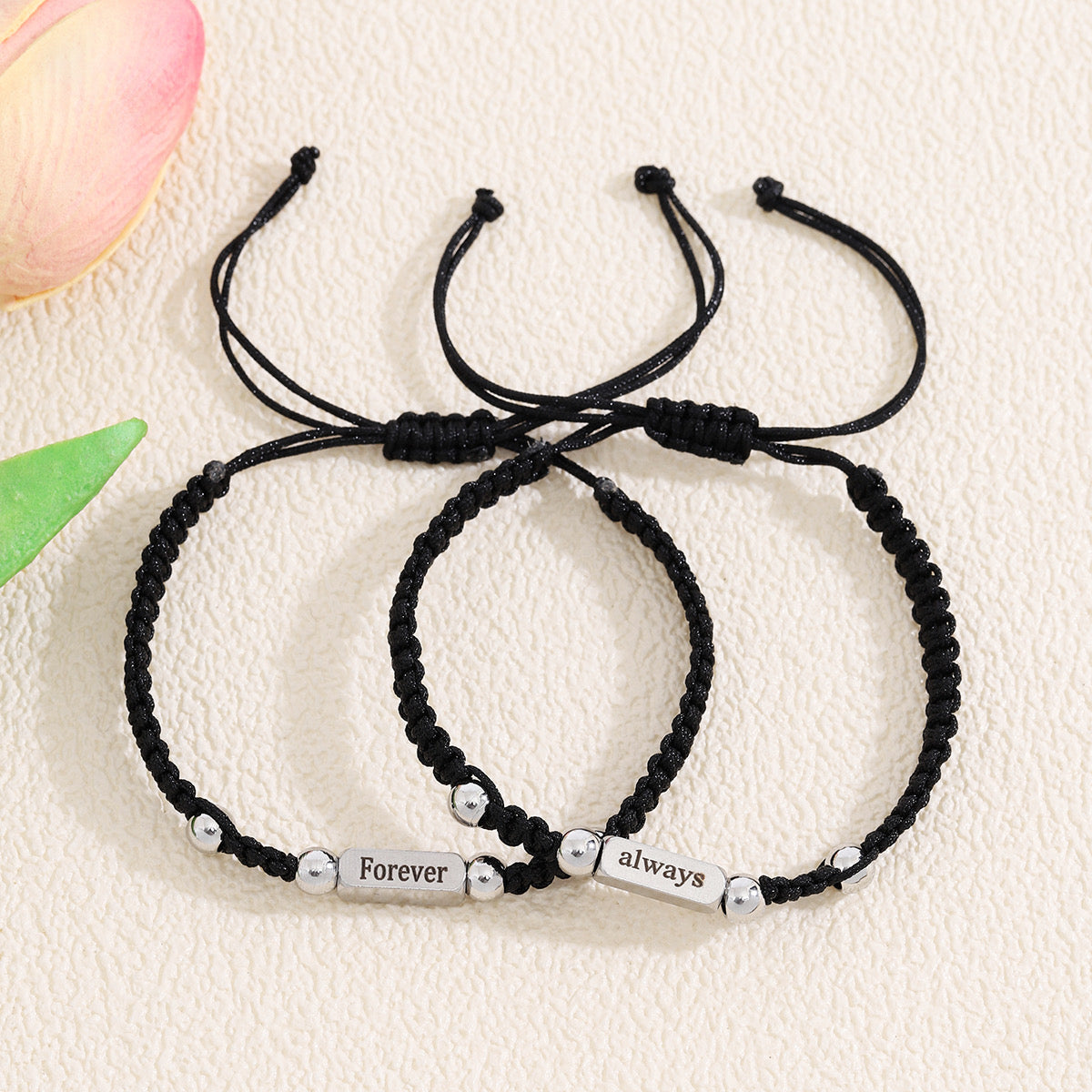 Lot de 2 Bracelets D'amitié Cordon Réglable - Always Forever - BFF - Best Friends Forever - Fantaisie - Amitié Amoureux Couple